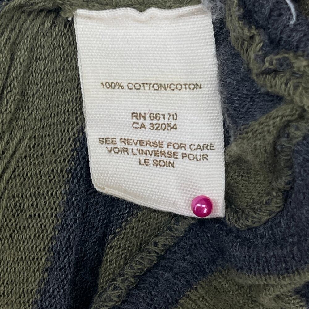FREE PEOPLE Sweater XS Crumpled Striped Cardigan Slouchy Button Up Cotton Green - Picture 8 of 11